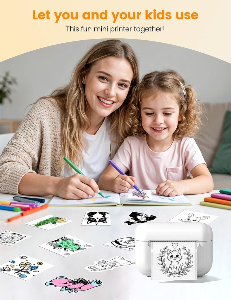 Memoking Sticker Printer - Portable Mini Printer Q02E, Pocket Impresora Portátil Inkless Print Pod Small Thermal Sticker Maker Receipt Printer, for Study Note, Diagrams, Scrapbook, Journal, Gift, DIY - Image 4